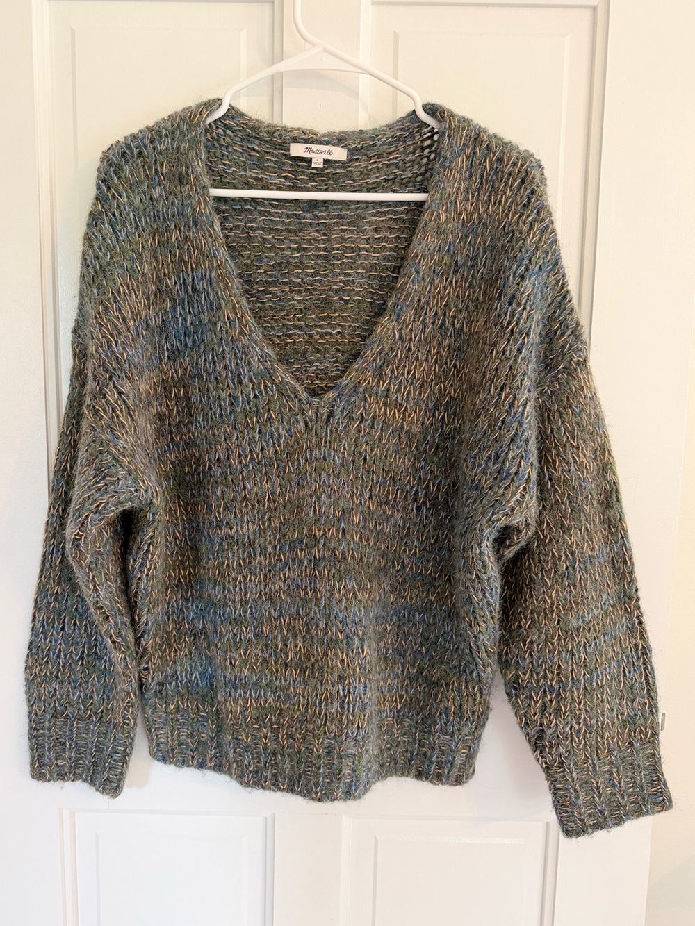 Madewell Alpaca Merino Wool Fuzzy V-Neck Chunky Knit Sweater‎ Size S